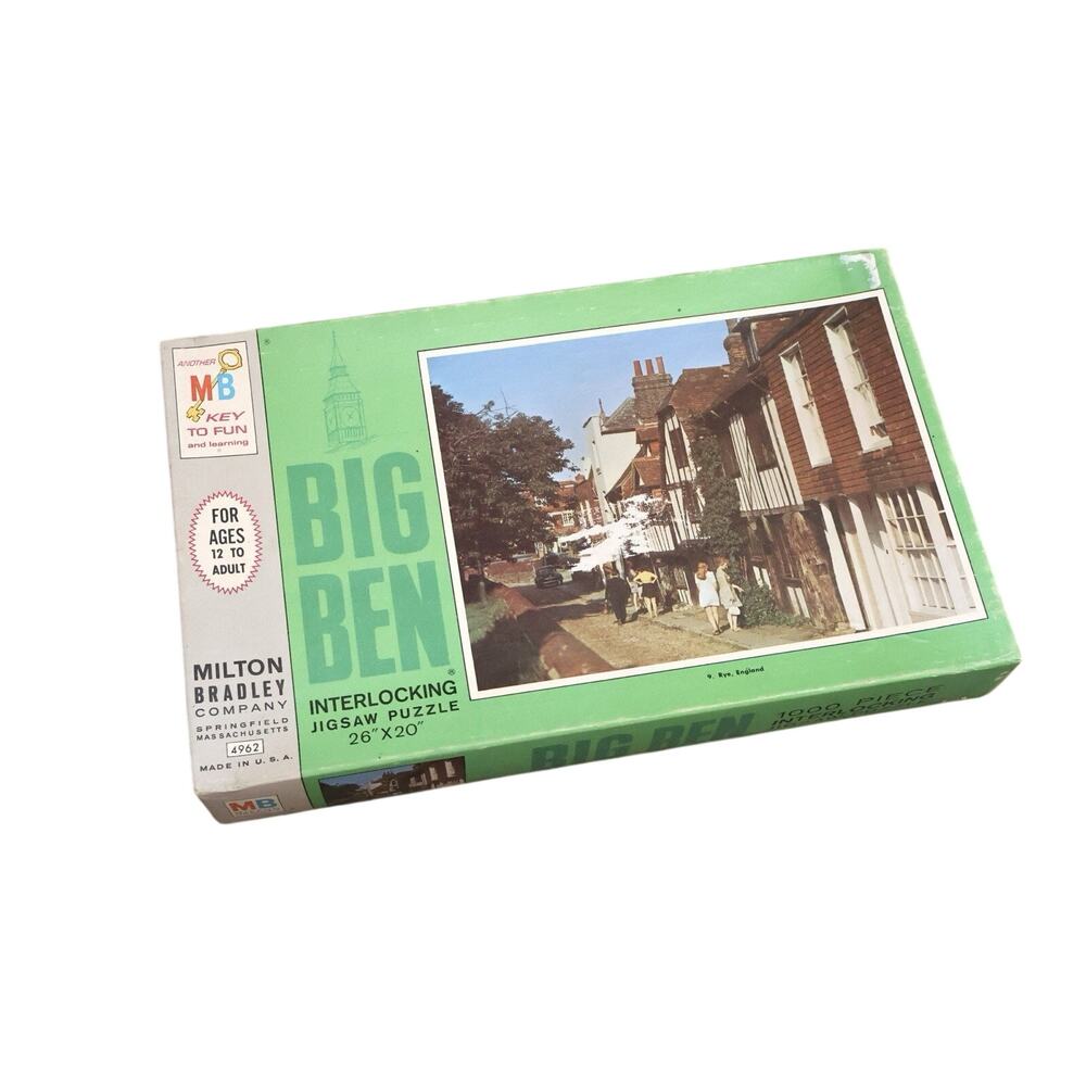 Vintage Milton Bradley Big Ben Rye England Interlocking Jigsaw Puzzle 1000 PC